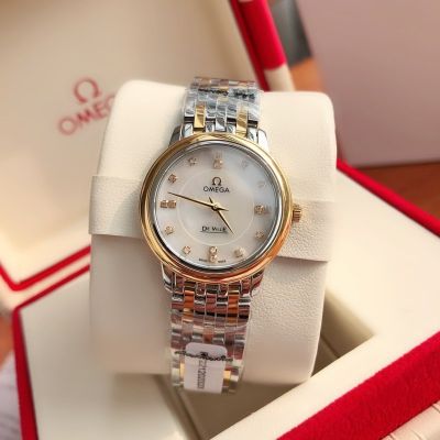 Omega De Ville 27.4MM Cal.1376 6 Real Diamonds Lady Two-tone Gold Strap Watch